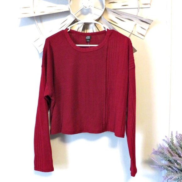 NWT Wild Fable Over-Sized‎ Burgundy Cropped Sweater XS - Picture 1 of 6